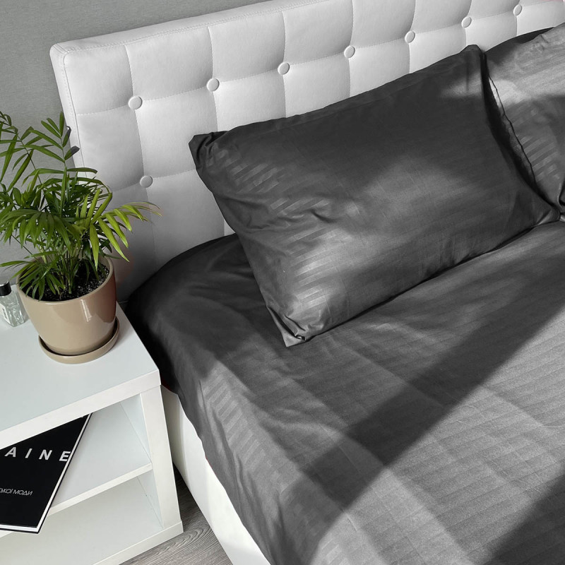 Комплект постільної білизни Emily Fiber Grey Stripe мікрофібра євро 200х220 см сірий (94193732)