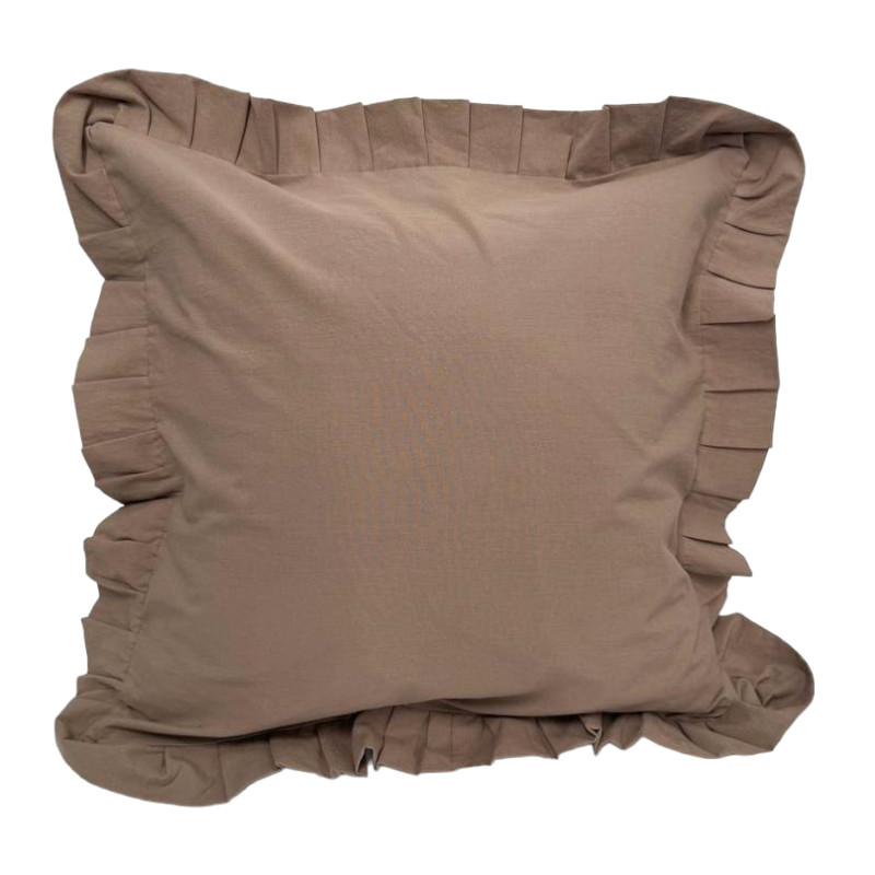 Наволочка декоративна з рюшами Stonewash Coffee SoundSleep 45х45 см