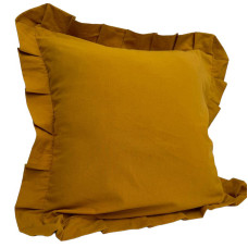Наволочка декоративна з рюшами Stonewash Mustard SoundSleep 45х45 см