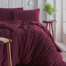 Комплект постільної білизни SoundSleep Stonewash сімейний 160х220 см бургунді (94381122)
