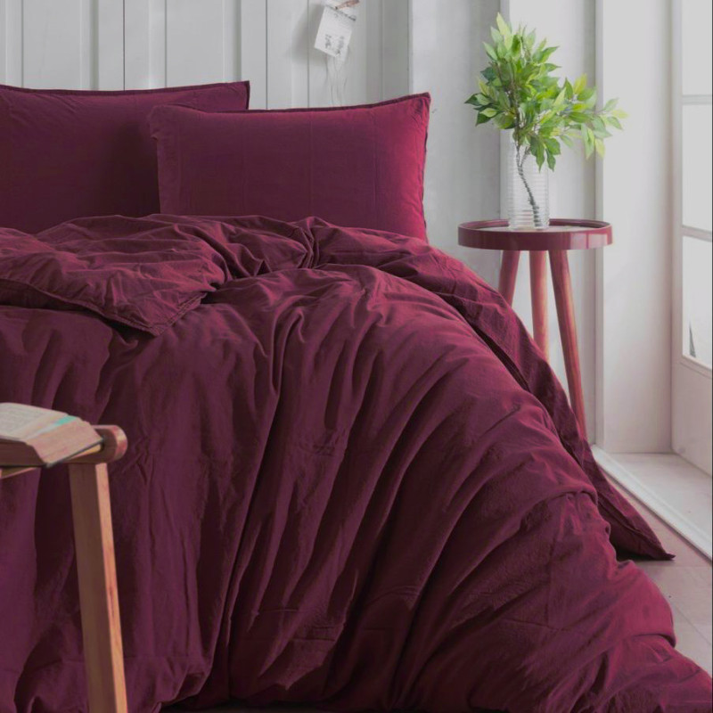 Комплект постільної білизни SoundSleep Stonewash сімейний 160х220 см бургунді (94381122)