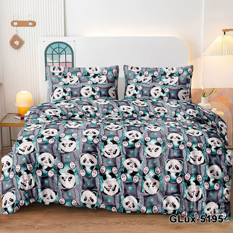 Комплект постільної білизни SoundSleep Panda Smile бязь Полуторний 160х215 см сірий (2800004737838)
