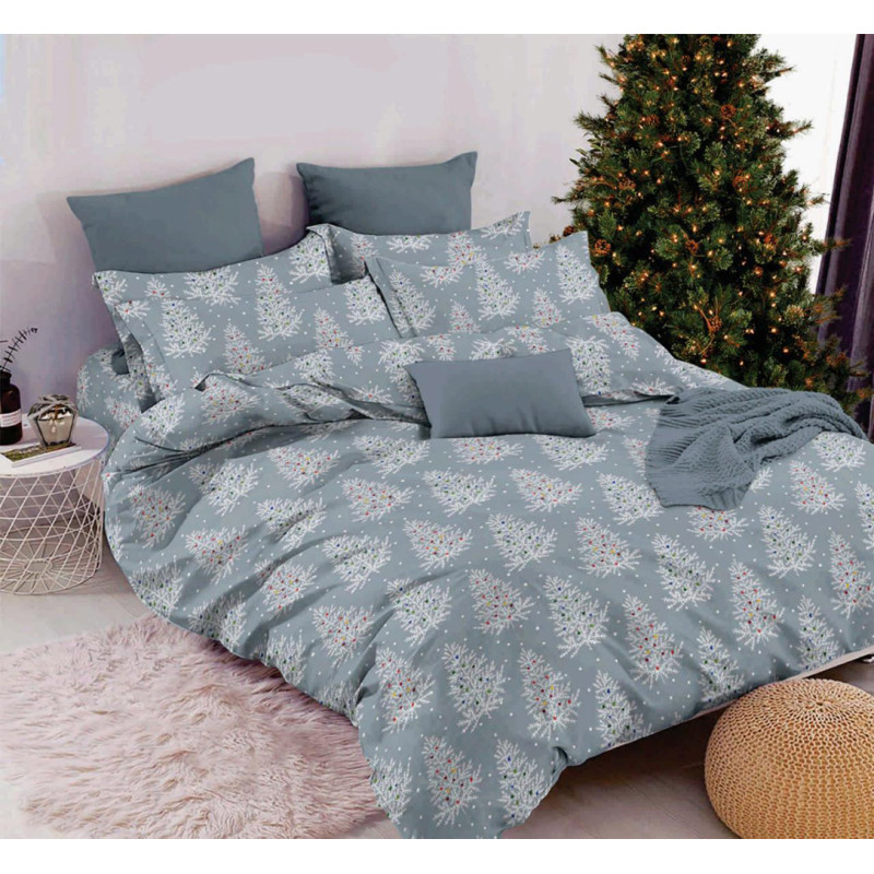 Комплект постільної білизни SoundSleep Winterly Тепло зимових снів бязь Двоспальний євро 200х220 см сірий (2800004903660)