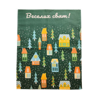 Кухонний рушник SoundSleep Веселих свят вафельний 45х60 см 185 г темно-зелений (2800004977715)