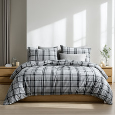Комплект постільної білизни SoundSleep Flanel Cоzy Grey полуторний 160х215 см фланель клітинка сіра (2800004977500)