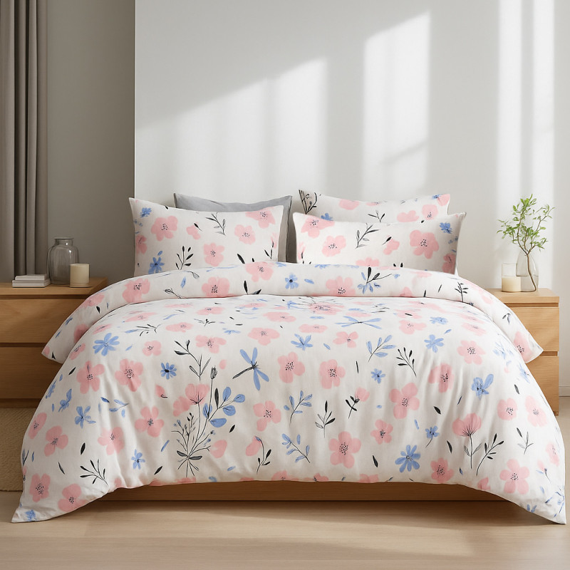 Комплект постільної білизни зимовий SoundSleep Blossom полуторний 160х215 см фланель білий (2800004977678)