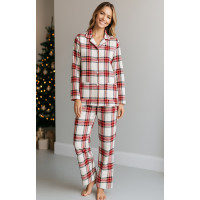 Жіноча піжама фланелева SoundSleep Flanel Cоzy White фланель клітинка біло-червона M (2800005002065)