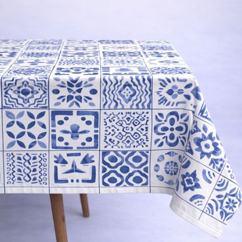 Скатертина SoundSleep Blue Mosaic водостійка 130х180 см біла (2800005024364)