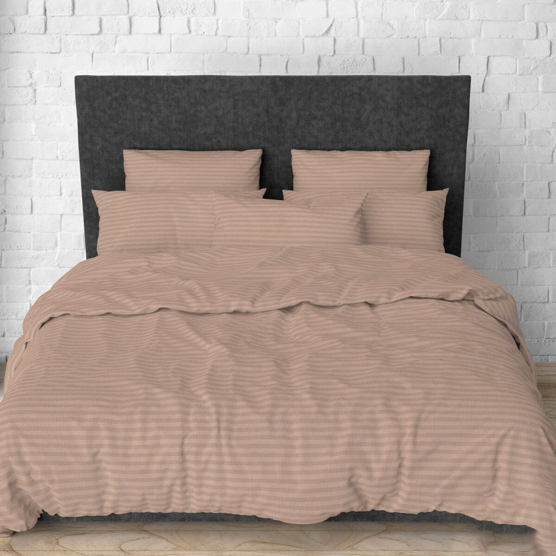 Комплект постільної білизни SoundSleep Stripy Mokko бязь двоспальний 175х215 см бежевий (2800005040432)