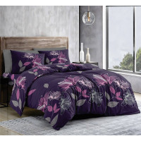 Односпальний комплект постільної білизни з бязі-голд Floral Purple 140×215 см