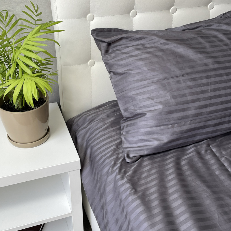 Сімейний комплект постільної білизни SoundSleep Stripe Sense Graphite, сатин-страйп, графіт