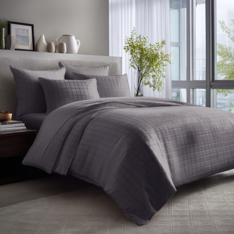 Сімейний комплект постільної білизни SoundSleep Jacquard Delicacy Graphite, сатин-жакард, графіт