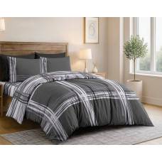 Підковдра SoundSleep Stone Grid із бязі-голд, темно-сіра, 160х220 см