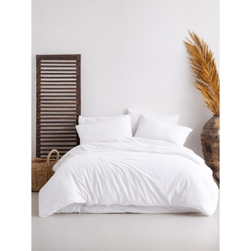 Комплект постільної білизни SoundSleep Stonewashed Ephesus, білий, Євро 200×220 см, 100% бавовна