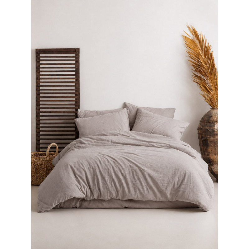 Комплект постільної білизни SoundSleep Stonewashed Ephesus, євро, сіро-бежевий, 200×220 см