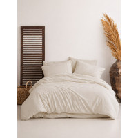 Комплект постільної білизни SoundSleep Stonewashed Ephesus, Євро, кремовий, 100% бавовна, 200×220 см