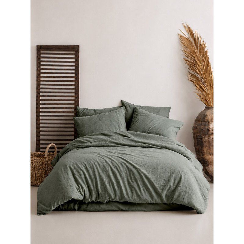 Комплект постільної білизни SoundSleep Stone Washed Ephesus, зелений, Євро, 100% бавовна, 200×220 см