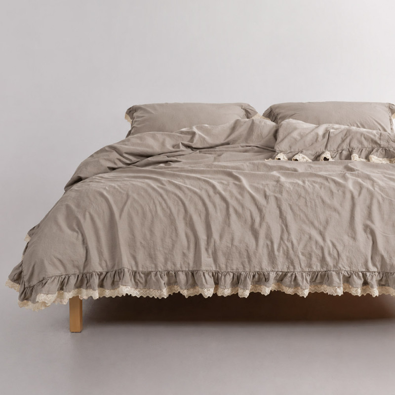 Комплект постільної білизни SoundSleep Stonewashed Dora сірий, Євро 200×220 см, 100% бавовна