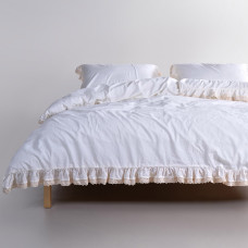 Комплект постільної білизни SoundSleep Stonewashed Dora, білий, Євро, 200×220 см, 100% бавовна