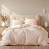 Комплект постільної білизни SoundSleep Stonewash Doble Pink Milk Сімейний 160х220 см рожево-молочний (2800004763684)