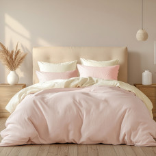 Комплект постільної білизни SoundSleep Stonewash Doble Pink Milk Сімейний 160х220 см рожево-молочний (2800004763684)