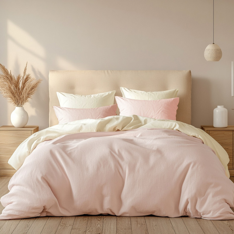 Комплект постільної білизни SoundSleep Stonewash Doble Pink Milk Сімейний 160х220 см рожево-молочний (2800004763684)