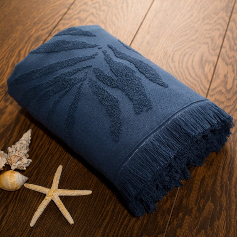 Рушник пляжний жакардовий SoundSleep Hawaii темно-синій 100х150 см