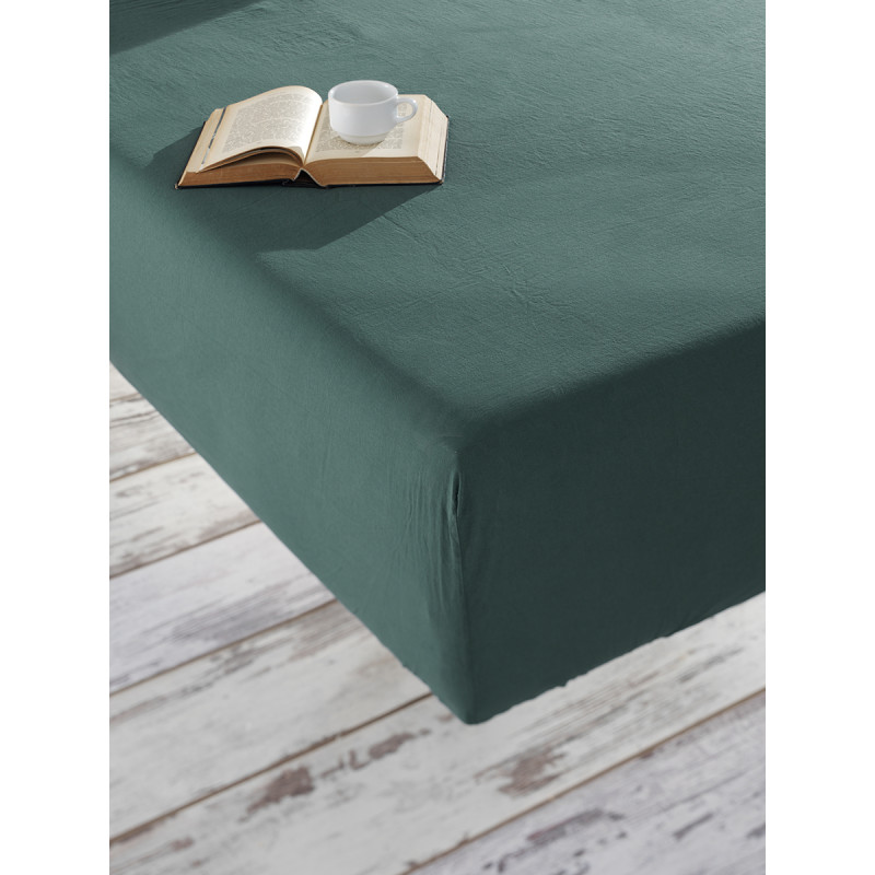 Простирадло на гумці SoundSleep Stonewash Adriatic темно-зелена 180х200 см