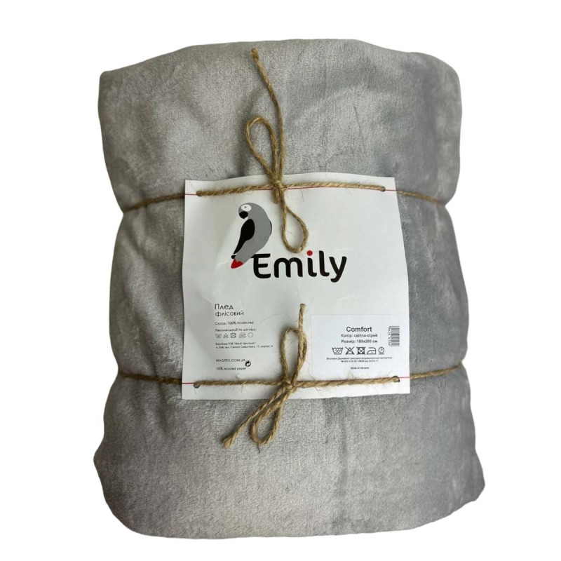 Плед Emily Comfort велсофт 150х200 см 310гм2 світло-сірий (94264104)