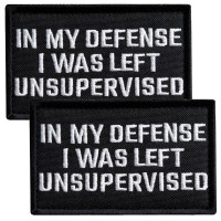 Набір шевронів 2 шт. з липучкою "In My Defense I Was Left Unsupervised" 5х8 см вишитий патч нашивка шеврон