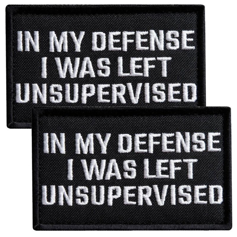 Набір шевронів 2 шт. з липучкою "In My Defense I Was Left Unsupervised" 5х8 см вишитий патч нашивка шеврон