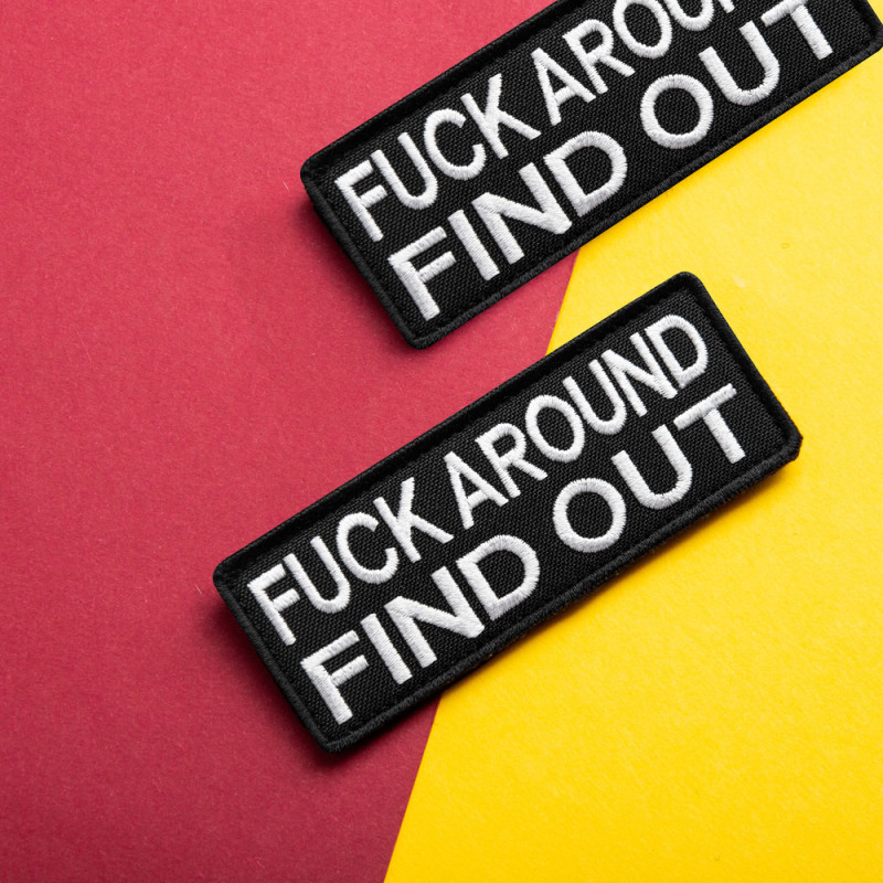 Набір шевронів 2 шт Fuck Around and Find Out 3,8х10 см військова вишита аплікація, нашивка з липучкою