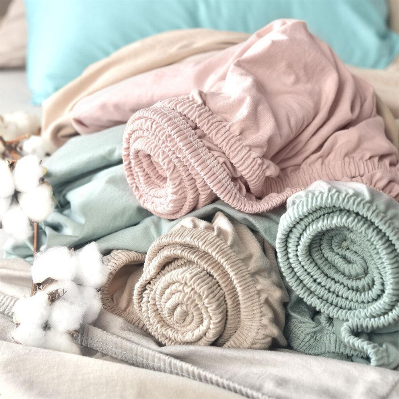 Простирадло трикотажне 80/90х200х35 см на гумці IDEIA, еластичне, трикотаж, бавовна м'ята