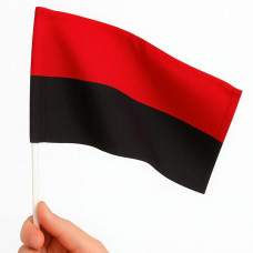 Прапор України УПА 24х16 см на паличці маленька тканина габардин червоно-чорний