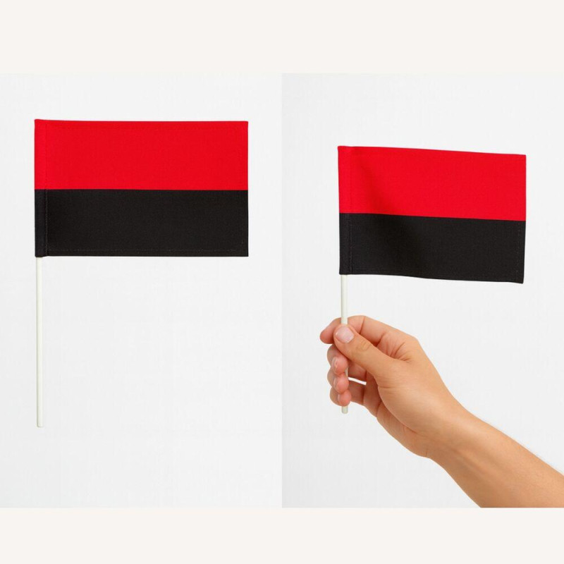 Прапор України УПА 24х16 см на паличці маленька тканина габардин червоно-чорний