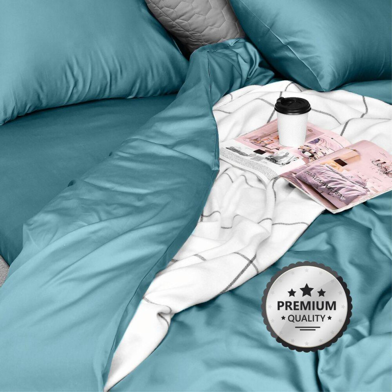 Комплект постільної білизни IDEIA полуторний 145х215 сатин бавовна преміум м'ята