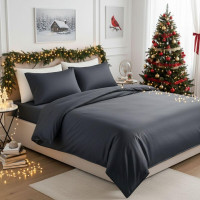 Комплект постільної білизни IDEIA полуторний 145х215 сатин бавовна преміум т/сірій