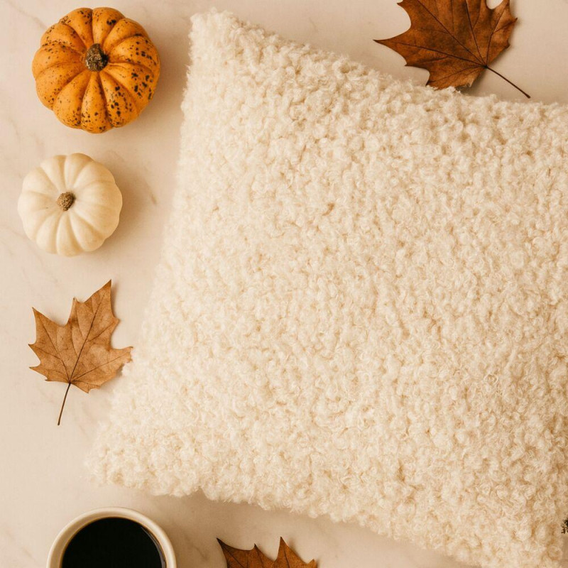 Подушка декоративна IDEIA 55х55 см зі штучного хутра гіпоалергенне молоко