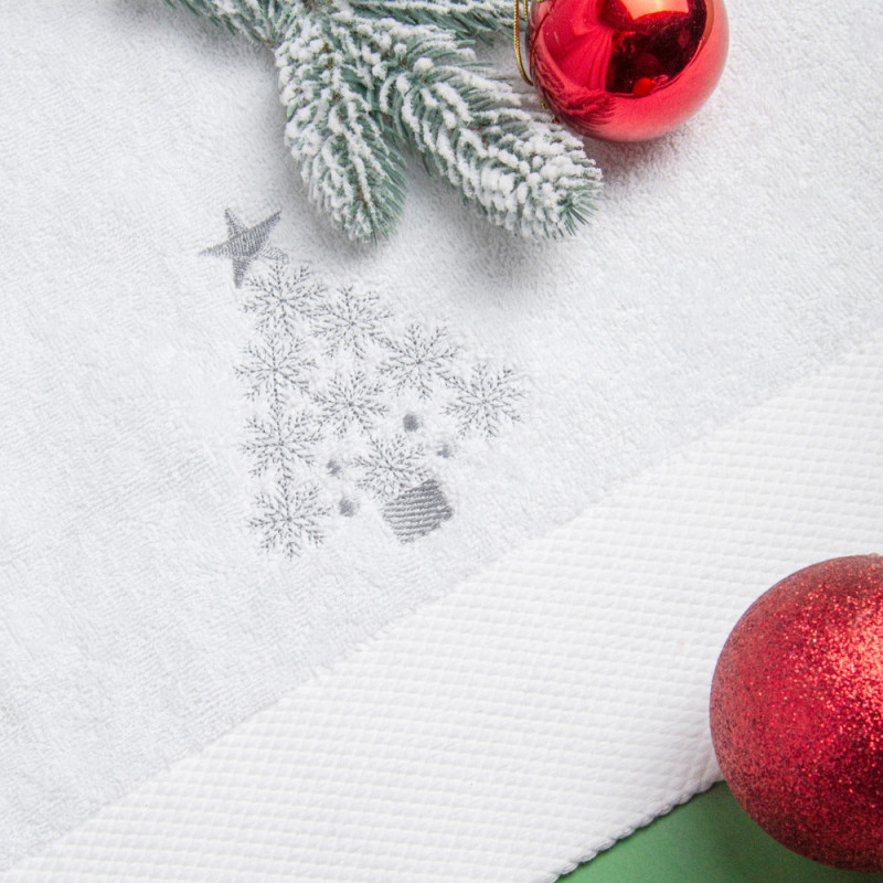 Набір новорічних рушників – махровий із вишивкою та вафельний, 50х90 см, 2 шт