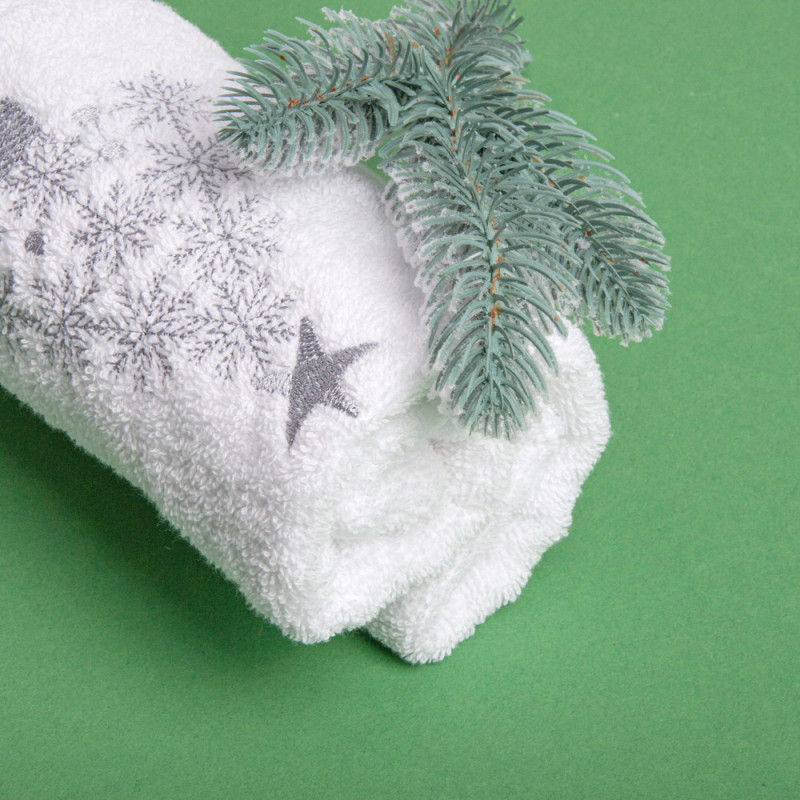 Набір новорічних рушників – махровий із вишивкою та вафельний, 50х90 см, 2 шт