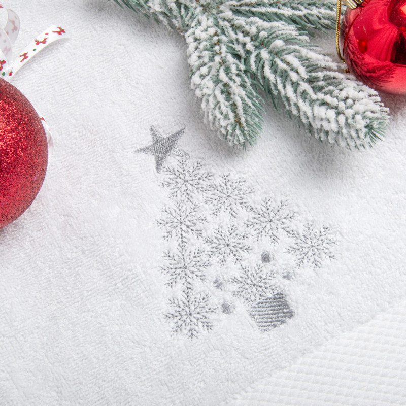 Набір новорічних рушників – махровий із вишивкою та вафельний, 50х90 см, 2 шт