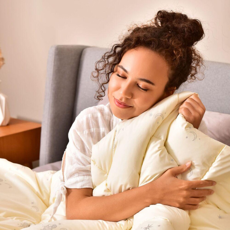 Ковдра вовняна 200х220 см SEI DESIGN 370 г/м2 супер тепла молоко овеча вовна