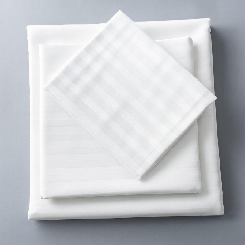 Наволочка 2 шт 50х70 см сатин IDEIA бавовна, отельна, для готелів, жакард, набір наволочок біла у смужку 1 см