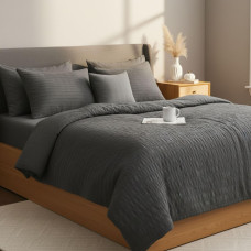 Комплект постільної білизни полуторний Cloud Dream IDEIA жатка, у подарунковому пакованні т/сірий