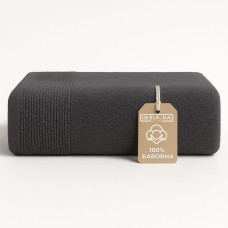 Рушник махровий 100х150 см пл 600 г/м2 банний для тіла та сауни натуральна бавовна т/сірий