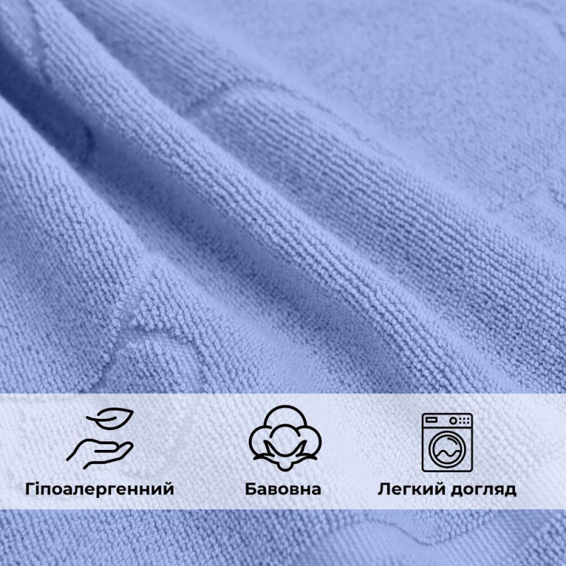 Килимок для ніг і ванної кімнати 50х70 см бавовна жакард з ніжками пл 700 г/м2 синій