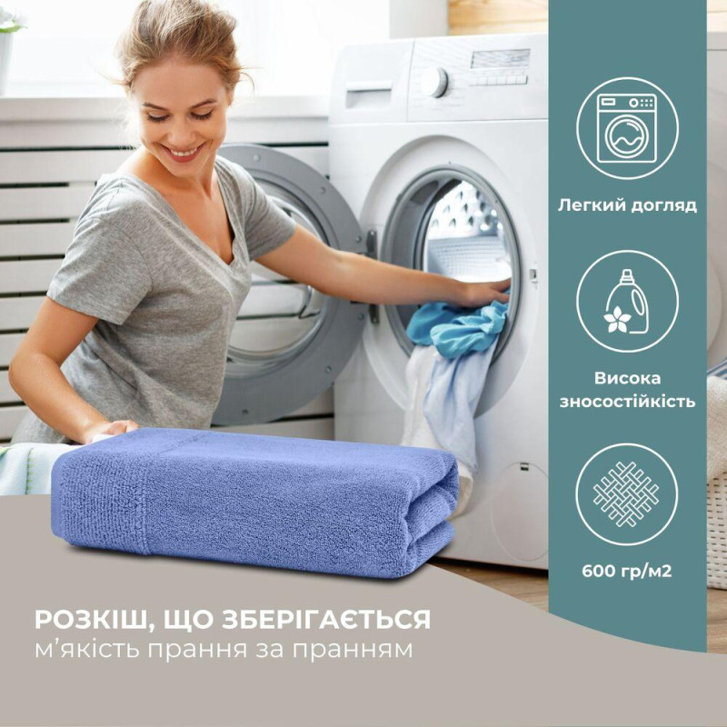 Рушник махровий 70х140 см пл 600 г/м2 банний для тіла натуральна бавовна синій