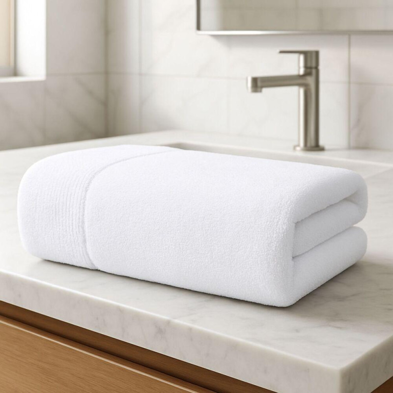 Рушник махровий 70х140 см пл 600 г/м2 банний для тіла натуральна бавовна білий