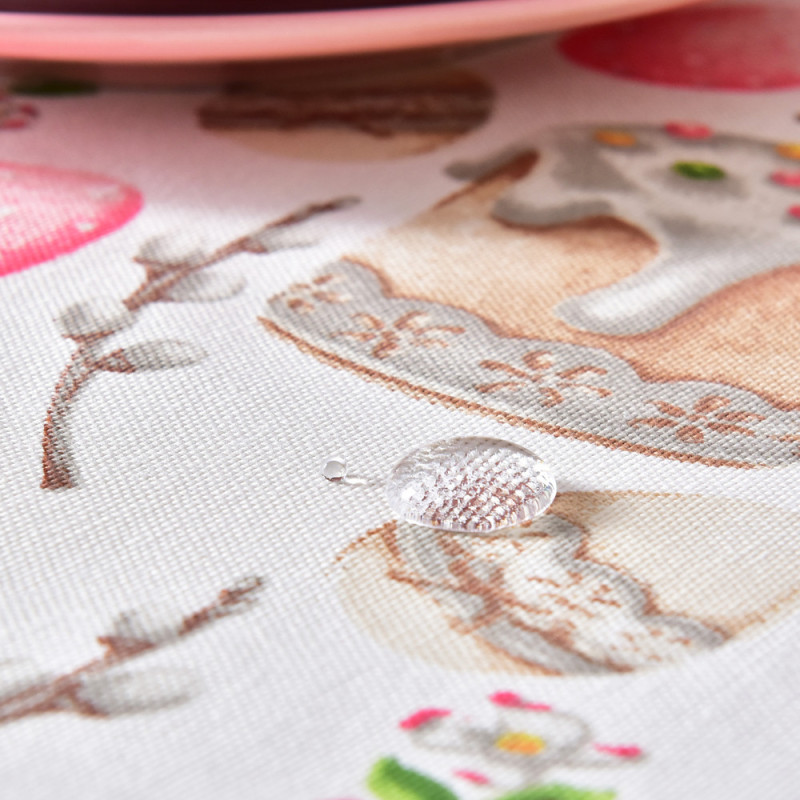 Скатертина IDEIA 170х260 см – бавовняна скатертина з водовідштовхувальним покриттям, великодній принт святкова