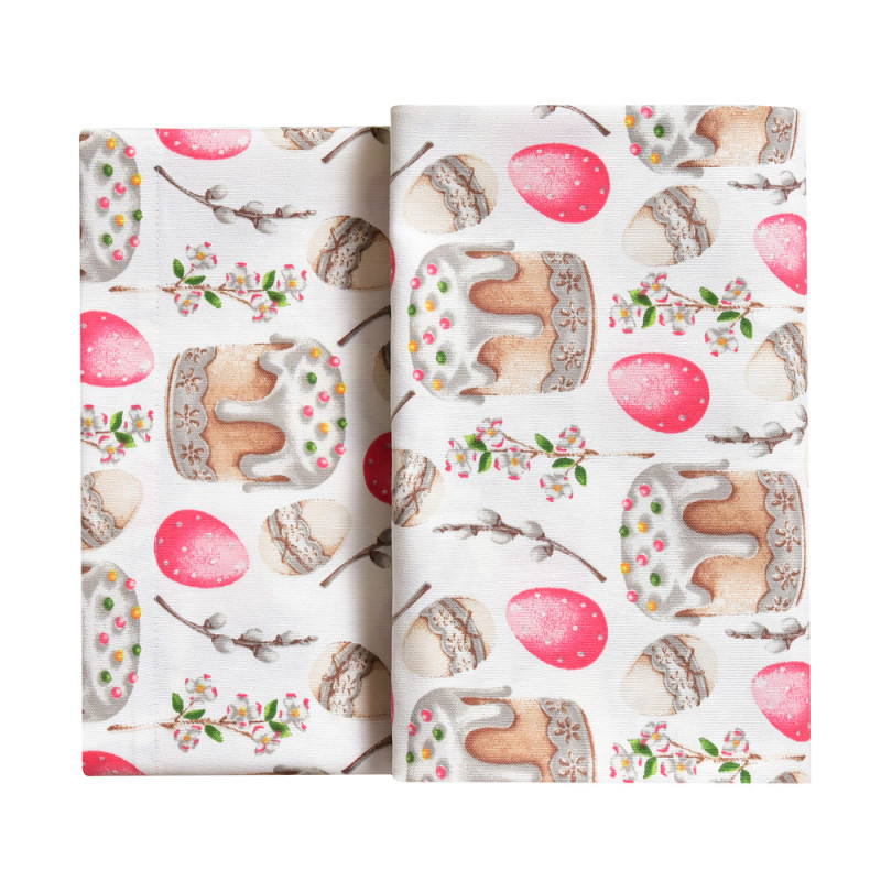 Скатертина IDEIA 170х260 см – бавовняна скатертина з водовідштовхувальним покриттям, великодній принт святкова